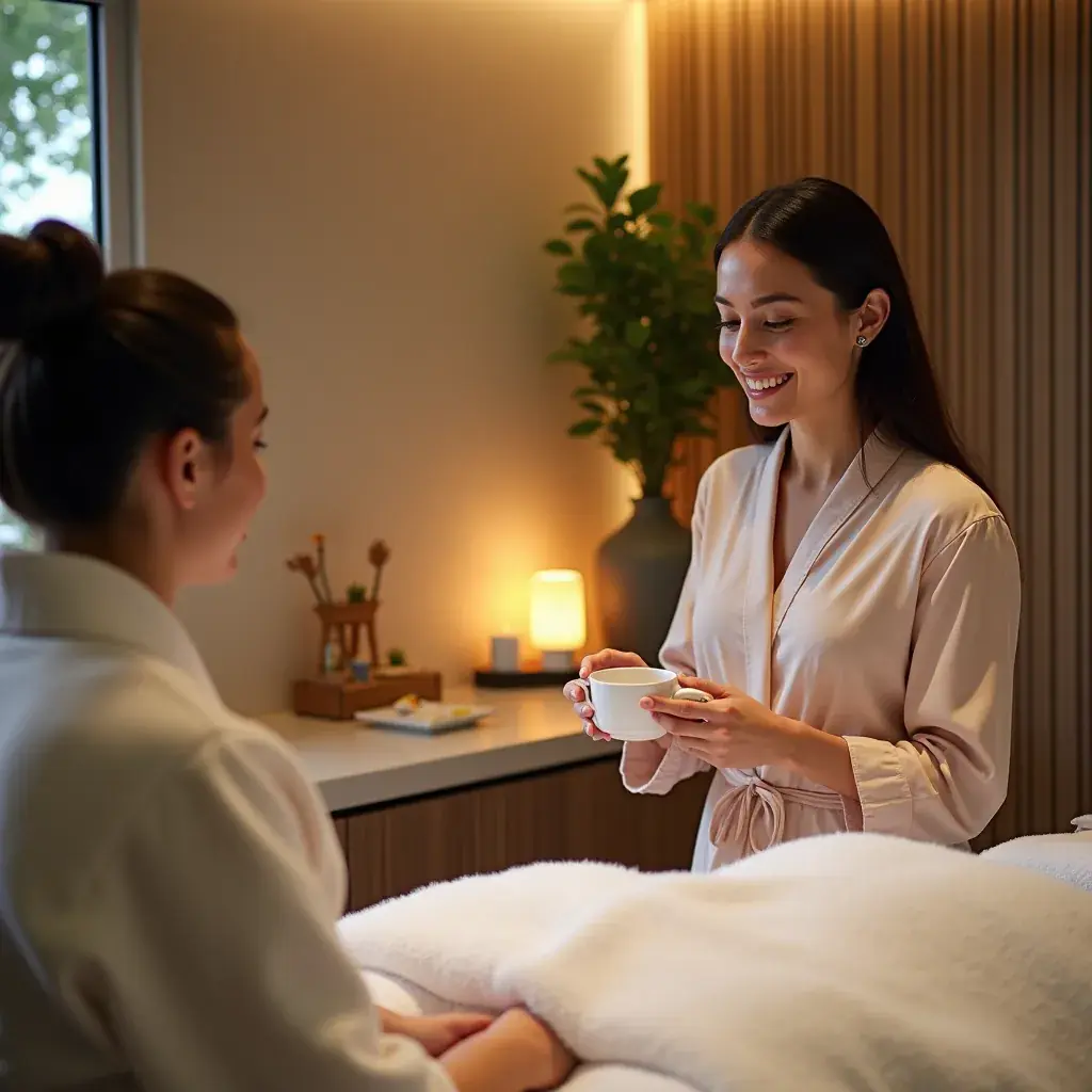 Infusion de thé aux herbes biologiques dans une théière en verre avec des feuilles flottantes.