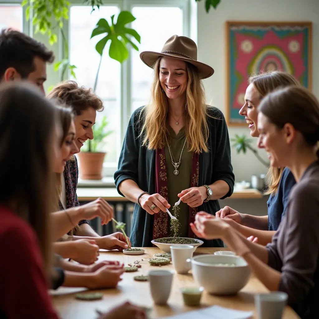 Bouteille d'eau infusée avec des herbes biologiques à côté d'une tasse de thé pour la circulation sanguine.